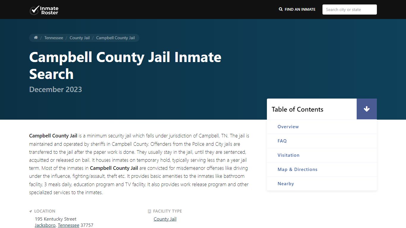 Inmate Search | Campbell County Jail - Jacksboro, TN