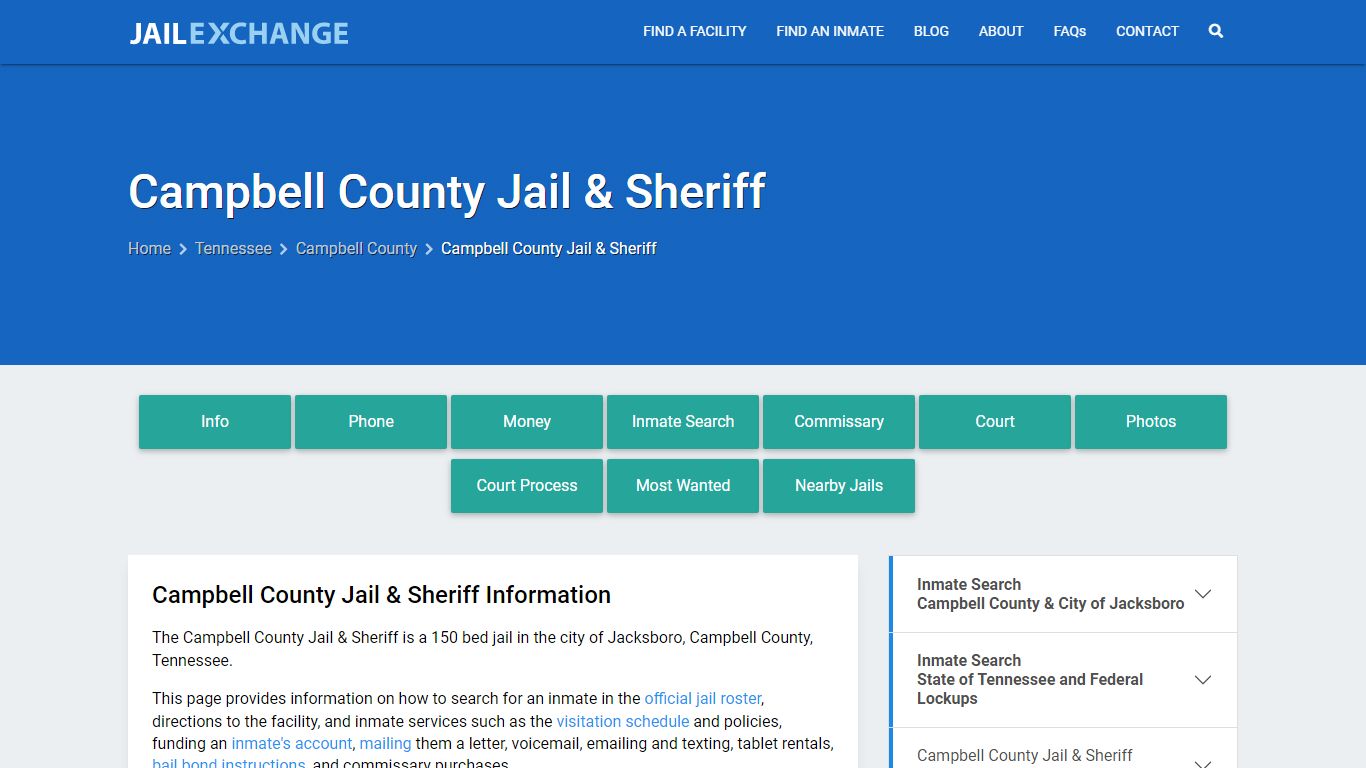 Campbell County Jail & Sheriff, TN Inmate Search, Information